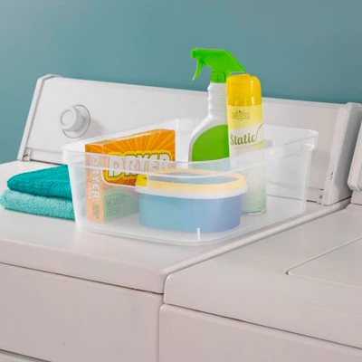 Sterilite 5.25 X 12.25 X 15 Inch Medium Modern Storage Bin W/ Comfortable Carry Through Handles & Banded Rim For Household Organization, Clear 24 Pack 3 Sterilite 5.25 X 12.25 X 15 Inch Medium Modern Storage Bin W/ Comfortable Carry Through Handles & Banded Rim For Household Organization, Clear 24 Pack - Image 3