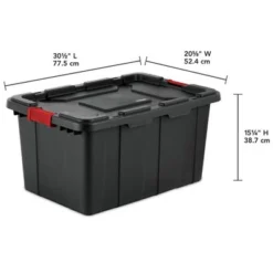 Sterilite 27-Gallon Large Stackable Rugged Storage Tote Container With Red Latching Clip Lid For Garage, Attic, Worksite, Or Camping, Black 9 Sterilite 27-Gallon Large Stackable Rugged Storage Tote Container With Red Latching Clip Lid For Garage, Attic, Worksite, Or Camping, Black -IRIS Storage Deals Store GUEST 257f3218 25d0 4d60 b78e b12be7a5e028