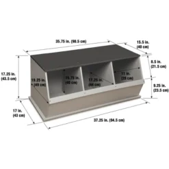 Badger Basket Woodgrain Three Bin Stackable Storage Cubby - Gray -IRIS Storage Deals Store GUEST 25b57faa e7c3 4b29 b1cb cf1822b8bbe3