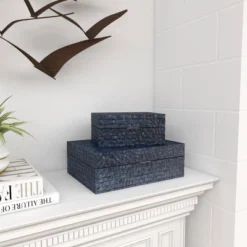 Set Of 2 Ceramic Vase With Star Patterns Dark Blue - Olivia & May -IRIS Storage Deals Store GUEST 2600126d c00c 4090 bf8e a02d80fe624e