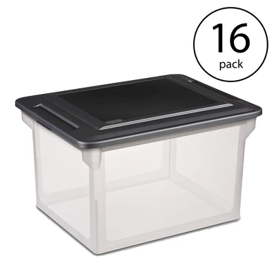 Sterilite 18689004 Versatile Clear Home Organizing Storage File Container Box With Black Secure Seal Lid For Letters And Legal Sized Folders (16 Pack) 1 Sterilite 18689004 Versatile Clear Home Organizing Storage File Container Box With Black Secure Seal Lid For Letters And Legal Sized Folders (16 Pack)
