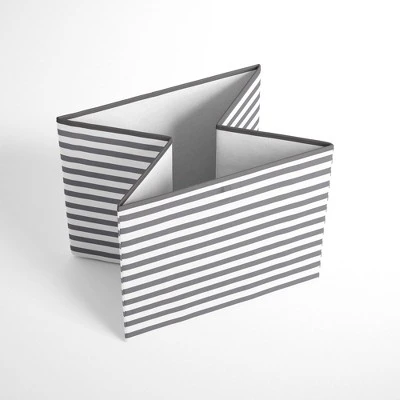 Bacati - Pin Stripes White/Gray Storage Box Large 1 Bacati - Pin Stripes White/Gray Storage Box Large