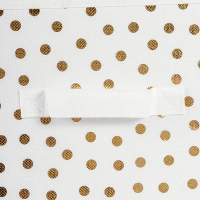 Set Of 4 11" X 11" X 11" Nonwoven Polyester Small Dots Square Storage Cube White/Gold - Design Imports 1 Set Of 4 11" X 11" X 11" Nonwoven Polyester Small Dots Square Storage Cube White/Gold - Design Imports