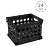 Sterilite 16959012 Stackable Storage Organizer Mini Crate Set With Integrated Handles For Home, Office, Dorm, And Classroom Storage, Black, 24 Pack