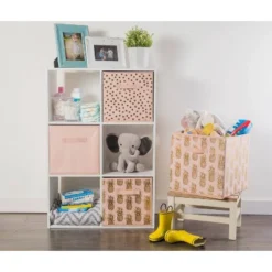 Set Of 4 11" X 11" X 11" Nonwoven Polyester Dots Millennial Square Storage Cube Pink & Gold - Design Imports -IRIS Storage Deals Store GUEST 26c829cd 396a 4566 bc1b bc28c951ce30 1