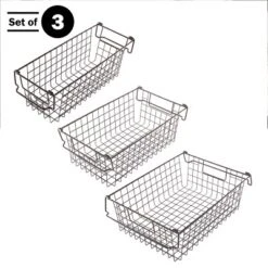 Set Of 3 Storage Bins - Basket Set For Toy, Kitchen, Closet, And Bathroom Storage - Small, Medium, And Large Shelf Organizers By Home-Complete (Brown)