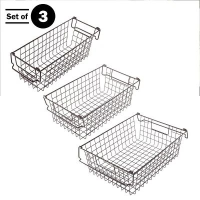 Set Of 3 Storage Bins - Basket Set For Toy, Kitchen, Closet, And Bathroom Storage - Small, Medium, And Large Shelf Organizers By Home-Complete (Brown) 1 Set Of 3 Storage Bins - Basket Set For Toy, Kitchen, Closet, And Bathroom Storage - Small, Medium, And Large Shelf Organizers By Home-Complete (Brown)