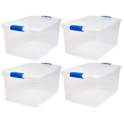 Homz Heavy Duty Modular Stackable Storage Tote Containers With Latching Lids, 66 Quart Capacity For Home, Garage, Or Office Organization -IRIS Storage Deals Store GUEST 27285100 2e96 4770 a050 d9c968fb8920