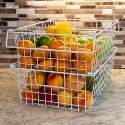 Set Of 2 Storage Bins - Basket Set For Toy, Kitchen, Closet, And Bathroom Storage - Large Shelf Organizers With Handles By Home-Complete (White) -IRIS Storage Deals Store GUEST 275503b1 fa3d 4f7e bad4 3ac011784789