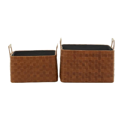 Set Of 2 Leather Magazine Holder - Olivia & May 5 Set Of 2 Leather Magazine Holder - Olivia & May - Image 5
