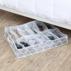 Home Basics Arabesque 12 Pair Non-woven Under The Bed Organizer, Grey