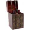 Okuna Outpost Wooden 4 Bottles Travel Wine For Storage Storage Bar Accessory, Flower Pattern, 8 X 8.5 X 13.8 In