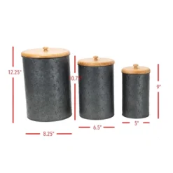 Set Of 3 Black Embossed Galvanized Metal Decorative Storage Canisters - Foreside Home & Garden -IRIS Storage Deals Store GUEST 298c21c1 7412 4915 adc1 1b9897929621