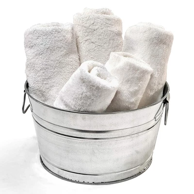 Camco Behrens 5 Gallon Round Galvanized Weatherproof Steel Tub With Wire Handle And Offset Bottom For Indoor Home And Outdoor Garden Use, Silver 4 Camco Behrens 5 Gallon Round Galvanized Weatherproof Steel Tub With Wire Handle And Offset Bottom For Indoor Home And Outdoor Garden Use, Silver - Image 4