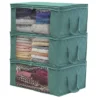 Sorbus 3pc Storage Bamboo Teal Fiber Clothing Organizer Bags Set