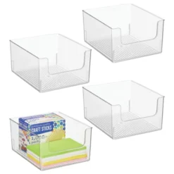MDesign Open Front Plastic Storage Bin For Cube Furniture, 12" W, 4 Pack - Clear -IRIS Storage Deals Store GUEST 2ac0973b 5699 4bd5 a9c9 fe20af1387aa