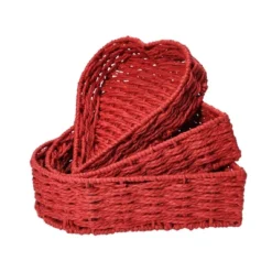 Household Essentials Set Of 3 Nesting Heart Baskets Paper Rope Red -IRIS Storage Deals Store GUEST 2cab0f81 c6b1 433b 88f5 d54e93a9ad5f