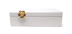 Classic Touch Rectangular White Wood Decorative Box With Gold Flower Detail 5 Classic Touch Rectangular White Wood Decorative Box With Gold Flower Detail -IRIS Storage Deals Store GUEST 2d994bde 4ea5 4e94 9c2f 3880632ef057