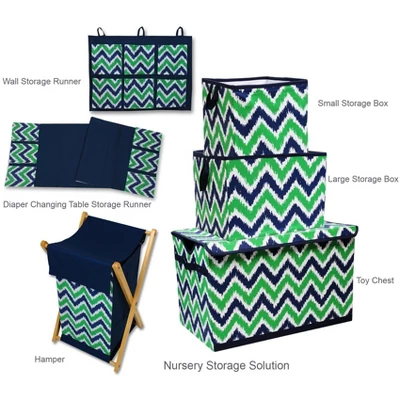 Bacati - MixNMatch Navy/Green Storage Toy Chest 2 Bacati - MixNMatch Navy/Green Storage Toy Chest - Image 2