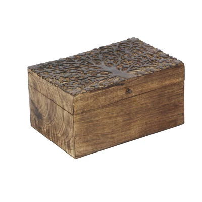 Set Of 3 Rustic Carved Mango Wood Boxes - Olivia & May 2 Set Of 3 Rustic Carved Mango Wood Boxes - Olivia & May - Image 2