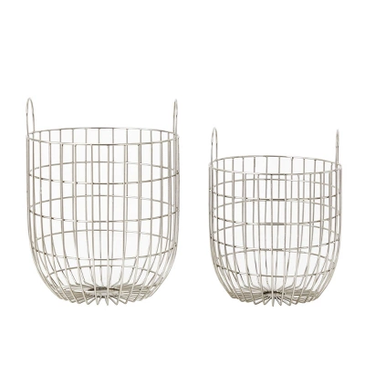 Set Of 2 Contemporary Iron Storage Baskets Silver - Olivia & May 3 Set Of 2 Contemporary Iron Storage Baskets Silver - Olivia & May - Image 3
