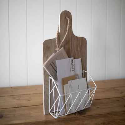 White Metal, Wood & Jute Wall Basket - Foreside Home & Garden 6 White Metal, Wood & Jute Wall Basket - Foreside Home & Garden - Image 6