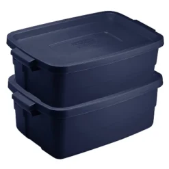 Rubbermaid Roughneck 3 Gallon Rugged Plastic Reusable Stackable Home Storage Totes With Lids, Dark Indigo Metallic (12 Pack) -IRIS Storage Deals Store GUEST 30abd9ca c709 4d1a af8d 9dd5a1b85e92