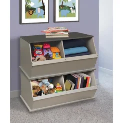Two Bin Stackable Storage Cubby - Woodgrain/Gray -IRIS Storage Deals Store GUEST 316d3206 64c1 4849 a23f 25fef77153bf
