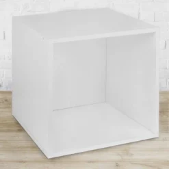 Niche Cubo Stackable Storage Organizer Cube White Wood Grain