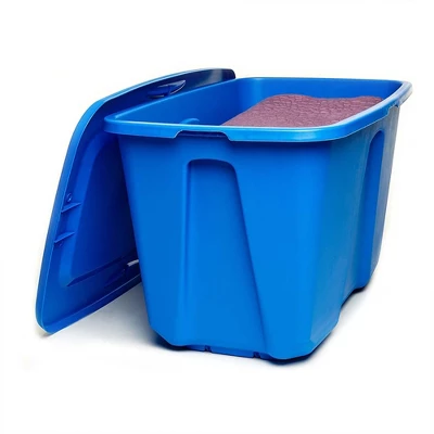 Homz 32 Gallon Large Standard Stackable Plastic Storage Container Bin With Secure Snap Lid For Home Organization, Blue (4 Pack) 4 Homz 32 Gallon Large Standard Stackable Plastic Storage Container Bin With Secure Snap Lid For Home Organization, Blue (4 Pack) - Image 4