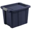 Sterilite Tuff1 18 Gallon Plastic Stackable Basement Garage Attic Storage Organizer Tote Container Bin With Latching Lid, Dark Indigo Blue (12 Pack)