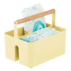 MDesign Plastic Portable Nursery Storage Caddy Tote With Wood Handle -IRIS Storage Deals Store GUEST 33691606 be46 4b82 af91 3d282d70416f