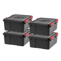 IRIS USA WeatherPro™ Bin Tote Organizing Container, Black/Red -IRIS Storage Deals Store GUEST 33907c25 df87 4f7b 819f e6f0c9dc5161