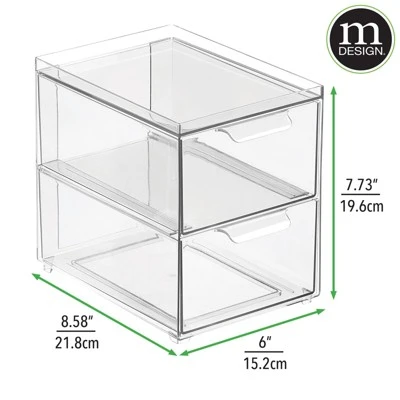 MDesign Plastic Stackable Bathroom Vanity Storage Organizer With Drawer 1 MDesign Plastic Stackable Bathroom Vanity Storage Organizer With Drawer