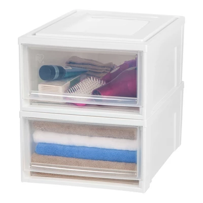 IRIS Medium Stacking Plastic Storage Drawer White 5 IRIS Medium Stacking Plastic Storage Drawer White - Image 5