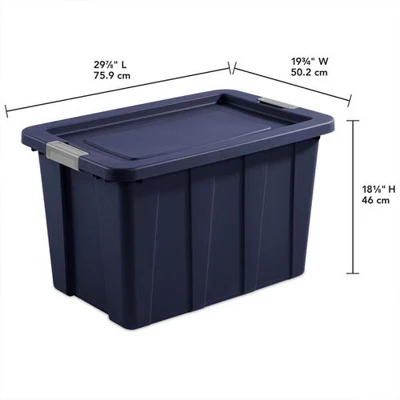 Sterilite Tuff1 30 Gallon Plastic Stackable Basement Garage Attic Storage Organizer Tote Container Bin With Latching Lid, Dark Indigo Blue (16 Pack) 4 Sterilite Tuff1 30 Gallon Plastic Stackable Basement Garage Attic Storage Organizer Tote Container Bin With Latching Lid, Dark Indigo Blue (16 Pack) - Image 4