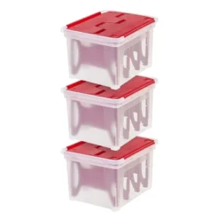 IRIS USA Ornament Storage Box, Plastic Organization Container Bin, Clear/Red -IRIS Storage Deals Store GUEST 3542f780 434c 4b09 b133 9a7ba67a3063
