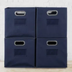 Niche Cubo 4pk Foldable Fabric Storage Bin With Label Holder Blue