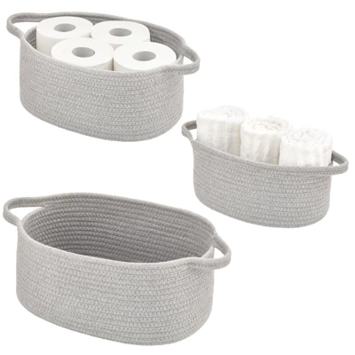 MDesign Casual Woven Cotton Rope Bathroom Basket With Handles, Set Of 3 8 MDesign Casual Woven Cotton Rope Bathroom Basket With Handles, Set Of 3 - Image 8