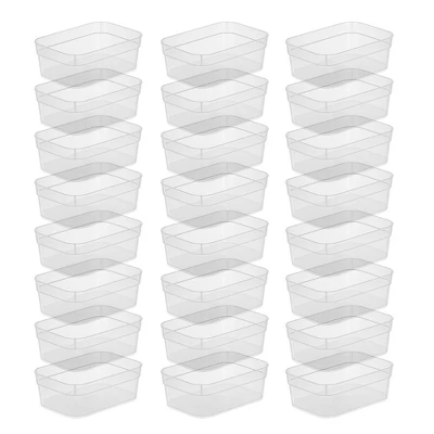 Sterilite Medium Storage Tray Containers With Sturdy Banded Rim And Textured Bottom For Desktop And Drawer Household Organization, Clear, 24 Pack 1 Sterilite Medium Storage Tray Containers With Sturdy Banded Rim And Textured Bottom For Desktop And Drawer Household Organization, Clear, 24 Pack