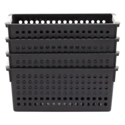 Farmlyn Creek 4 Pack Small Plastic Storage Baskets Bins With Handles For Bathroom, Laundry Room & Closet Organization, Black -IRIS Storage Deals Store GUEST 374a5c41 bff5 4889 aaf0 fdaad1444007