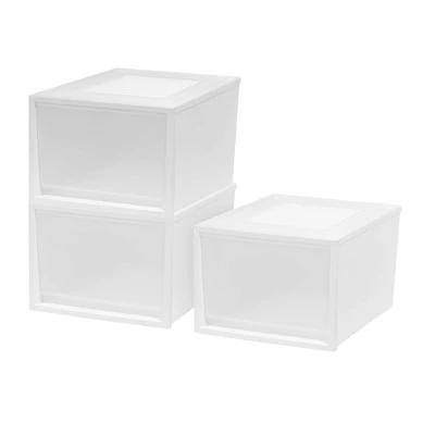 IRIS 3pk Plastic Storage Drawer White 7 IRIS 3pk Plastic Storage Drawer White - Image 7