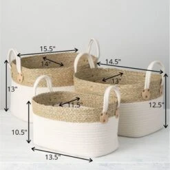Sullivans Set Of 3 Basket 13"H, 12.5"H & 10.5"H White -IRIS Storage Deals Store GUEST 385dacd5 1a94 487c b78e 65d96221ad65