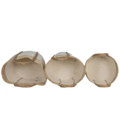 Set Of 3 Baskets White Seagrass & Cotton Rope By Foreside Home & Garden -IRIS Storage Deals Store GUEST 38d6bde0 fc61 4de8 8a6e 3a3061a7e97f