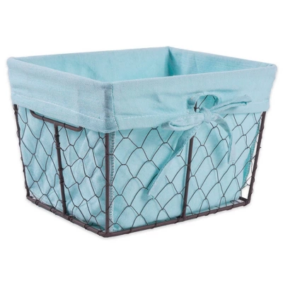 Design Imports Set Of 5 Rustic Bronze Chicken Wire Liner Baskets Aqua 3 Design Imports Set Of 5 Rustic Bronze Chicken Wire Liner Baskets Aqua - Image 3