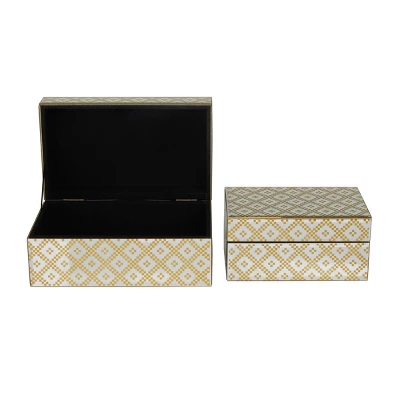Set Of 2 Glass Geometric Box With Glass Sides Gold – CosmoLiving By Cosmopolitan 4 Set Of 2 Glass Geometric Box With Glass Sides Gold – CosmoLiving By Cosmopolitan - Image 4