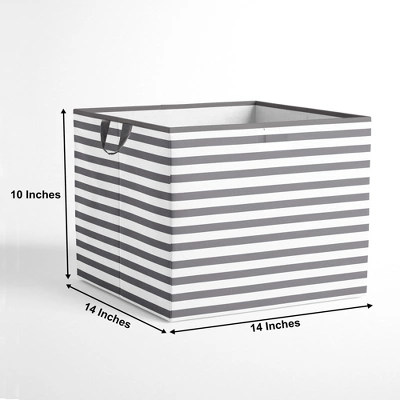 Bacati - Pin Stripes White/Gray Storage Box Large 3 Bacati - Pin Stripes White/Gray Storage Box Large - Image 3