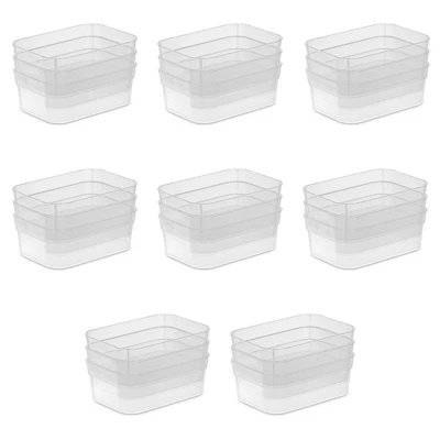 Sterilite Medium Storage Tray Containers With Sturdy Banded Rim And Textured Bottom For Desktop And Drawer Household Organization, Clear, 24 Pack 2 Sterilite Medium Storage Tray Containers With Sturdy Banded Rim And Textured Bottom For Desktop And Drawer Household Organization, Clear, 24 Pack - Image 2