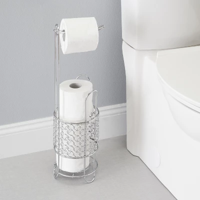 Home Basics Free Standing Dispensing Toilet Paper Holder, Chrome 4 Home Basics Free Standing Dispensing Toilet Paper Holder, Chrome - Image 4