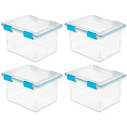 Sterilite 32 Quart Stackable Clear Plastic Storage Tote Container With Blue Gasket Latching Lid For Home And Office Organization, Clear -IRIS Storage Deals Store GUEST 3c663191 cf42 482e 8645 59c76d874562